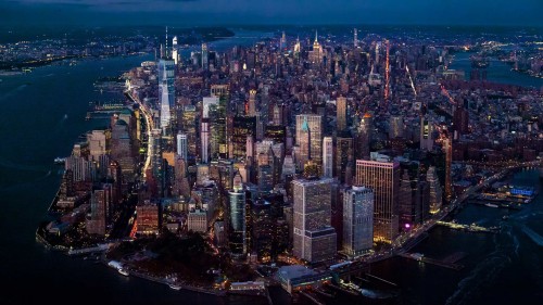 曼哈顿鸟瞰图，纽约市，美国 (© Wojtek Zagorski/Getty Images)